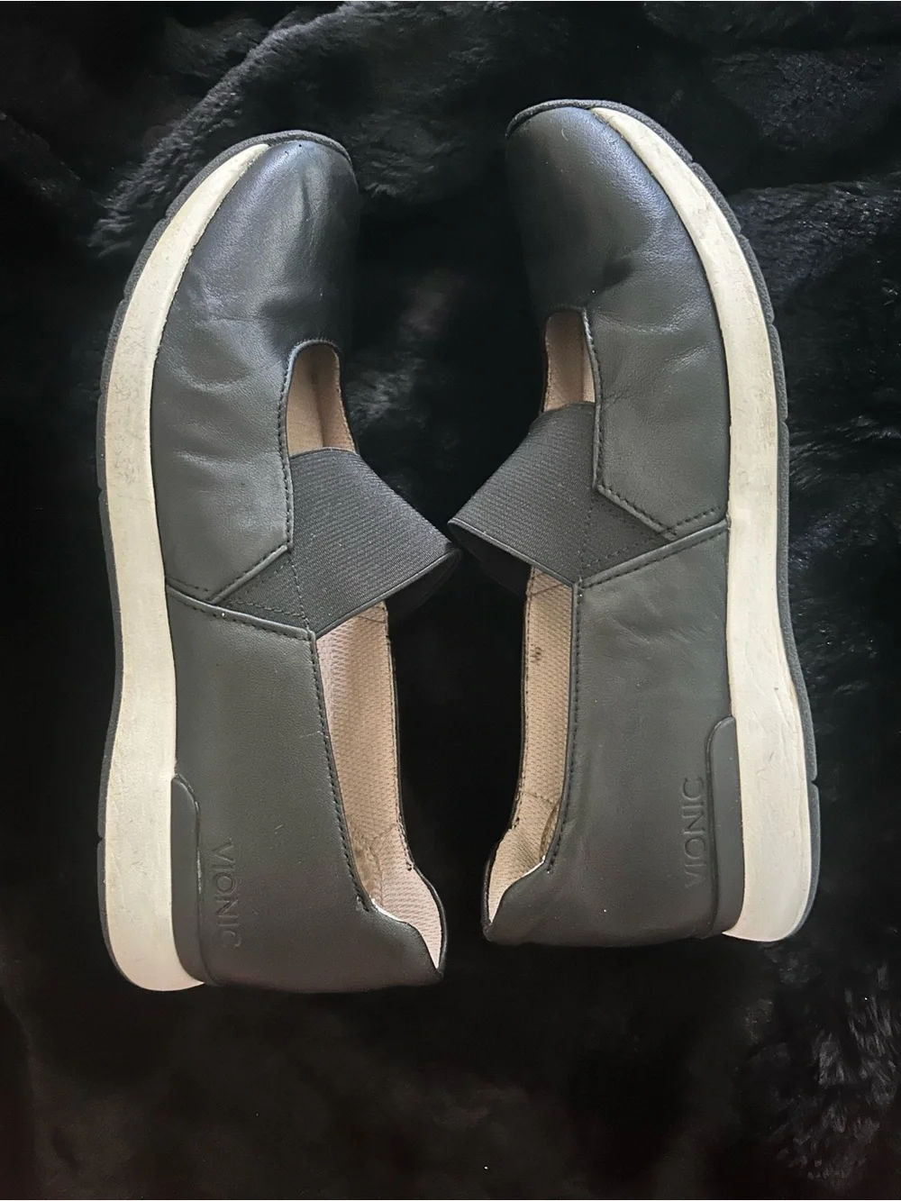 Vionic Cadee Mary Jane Ballet Sneakers Black Size 9 Elastic Arch Support Comfy